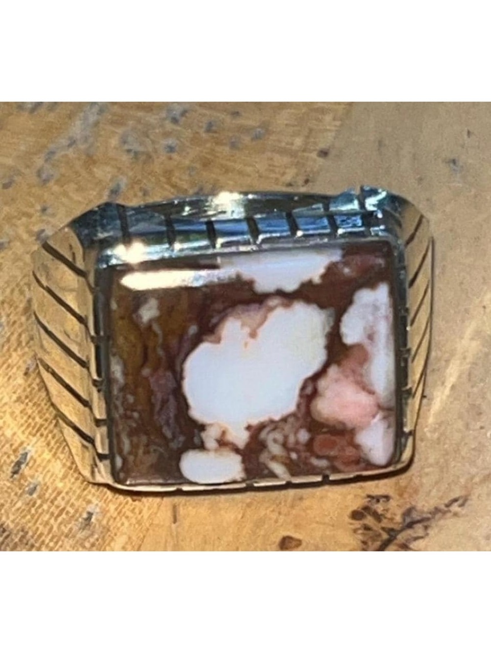 Navajo wild horse sterling silver inlay ring size 9 men’s/ women’s -Trevor Jack
